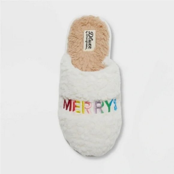 Women's Merry & Bright Teddy Slide Slippers -Dluxe by Dearfoams XL 11/12 - Picture 2 of 9
